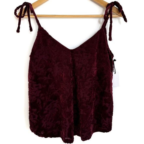 NWT DEX Velvet Burgundy Camisole Tank Top Adjustable Tie-Straps Size M - Picture 3 of 10
